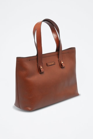 Shopping bag in pelle e pelle di vitello Marrone - Marrone
