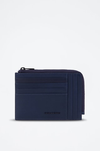 Portacarte in pelle - Blu