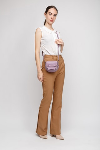 Borsa a tracolla in pelle - Viola