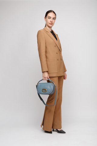 Borsa a mano in pelle - Azzurro