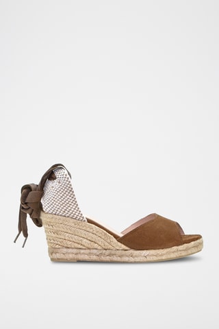 Nubuck Sandalen met Sleehak - Bruin