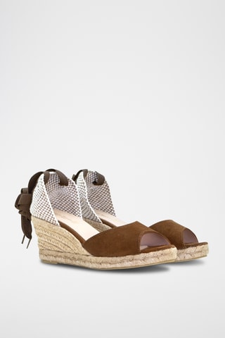 Nubuck Sandalen met Sleehak - Bruin