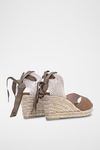 Nubuck Sandalen met Sleehak - Bruin
