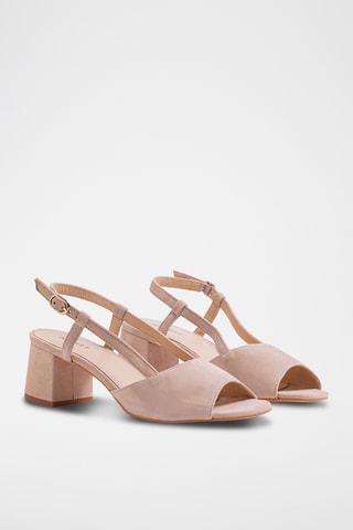 Leren Sandalen met Hak - Beige