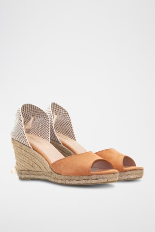 Nubuck Sandalen met Sleehak - Nude
