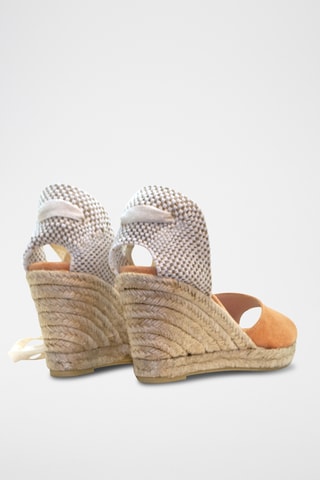 Nubuck Sandalen met Sleehak - Nude