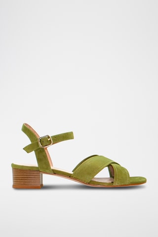 Leren Sandalen met Hak - Groen