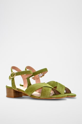 Leren Sandalen met Hak - Groen