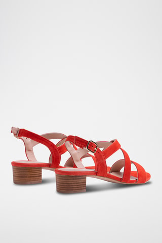 Leren Sandalen met Hak - Rood