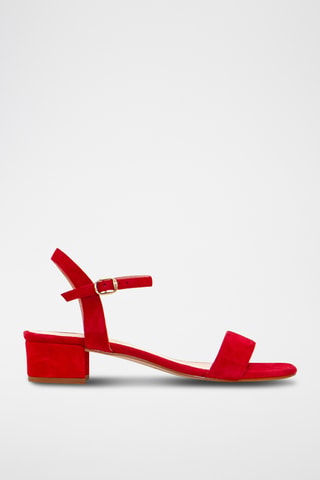 Nubuck Sandalen met Hak - Donkerrood