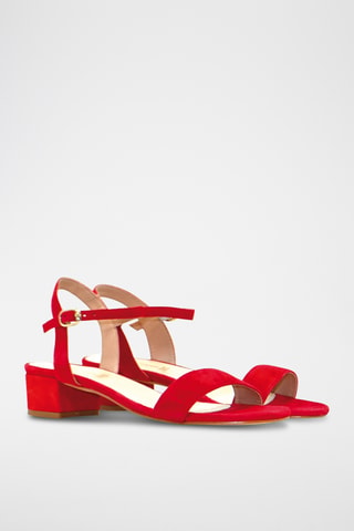 Nubuck Sandalen met Hak - Donkerrood