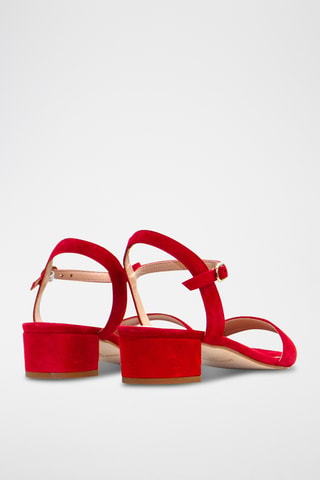 Nubuck Sandalen met Hak - Donkerrood