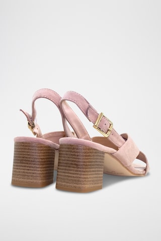 Nubuck Sandalen met Hak - Nude