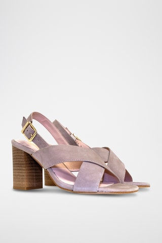 Nubuck Sandalen met Hak - Taupe