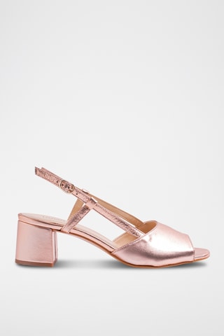 Leren Sandalen met Hak - Lichtoranje
