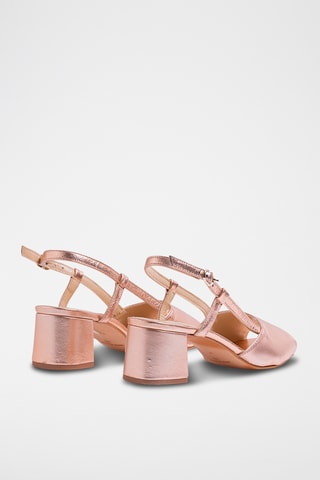 Leren Sandalen met Hak - Lichtoranje