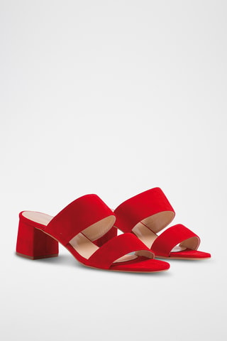 Leren Muiltjes met Hak - Rood