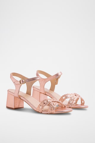 Leren Sandalen met Hak - Lichtoranje