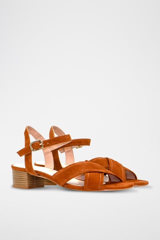 Nubuck Sandalen met Hak - Bruin