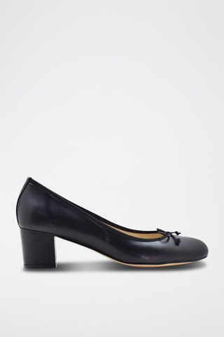 Leren Ballerina's met Hak Lorraine - Zwart