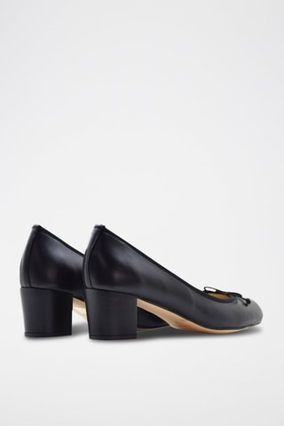 Leren Ballerina's met Hak Lorraine - Zwart