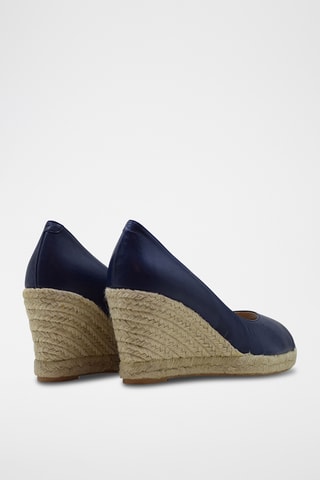 Leren Espadrilles met Sleehak - Marineblauw