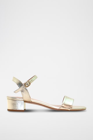 Leren Sandalen met Hak - Zilverkleurig