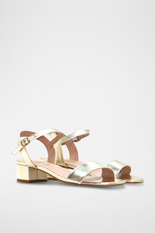 Leren Sandalen met Hak - Zilverkleurig