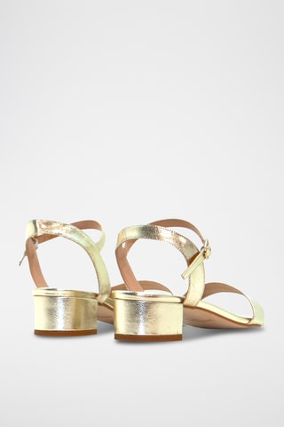 Leren Sandalen met Hak - Zilverkleurig