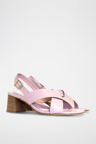 Leren Sandalen met Hak - Lichtroze