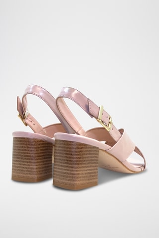 Leren Sandalen met Hak - Lichtroze