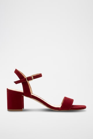 Nubuck Sandalen met Hak - Donkerrood