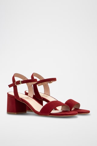 Nubuck Sandalen met Hak - Donkerrood