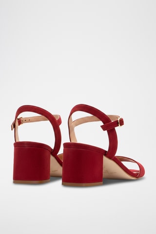 Nubuck Sandalen met Hak - Donkerrood
