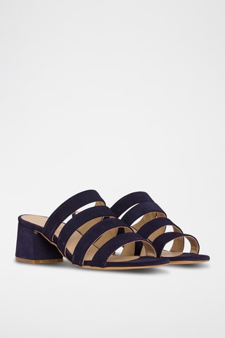 Nubuck Muiltjes met Hak - Blauw