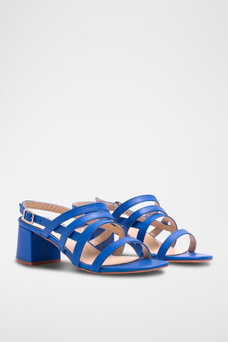 Leren Sandalen met Hak - Blauw