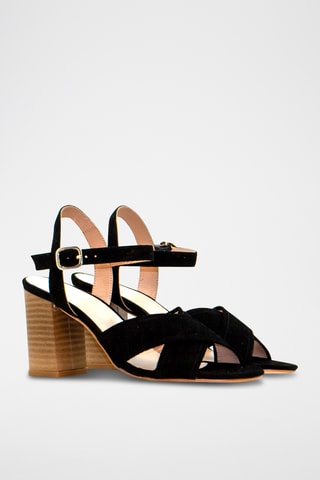 Nubuck Sandalen met Hak - Zwart