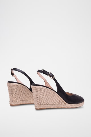 Leren Sandalen met Sleehak - Zwart