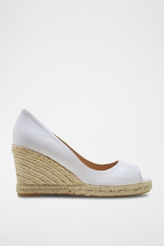 Leren Espadrilles met Sleehak - Wit