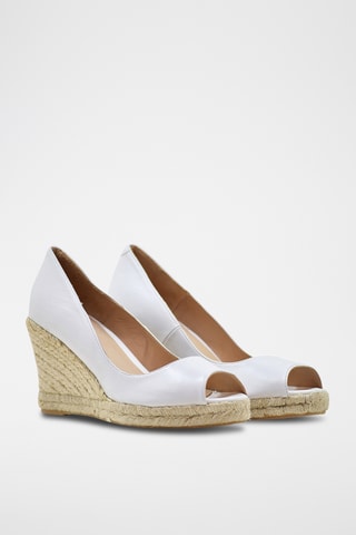 Leren Espadrilles met Sleehak - Wit