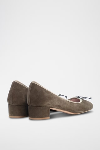 Leren Ballerina's - Kaki