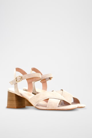 Nubuck Sandalen met Hak - Beige