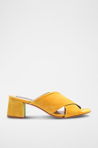 Nubuck Muiltjes met Hak - Geel