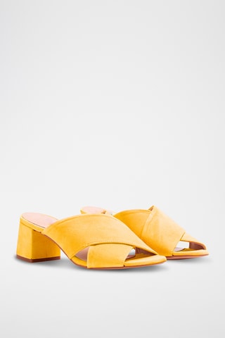 Nubuck Muiltjes met Hak - Geel