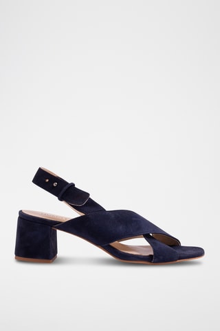 Leren Sandalen met Hak - Marineblauw