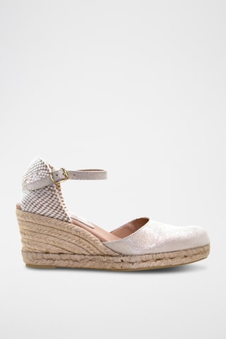 Leren Sandalen met Sleehak - Zilverkleurig