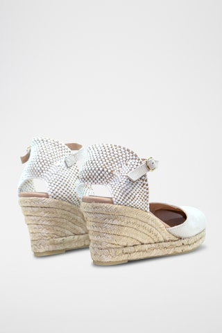 Leren Sandalen met Sleehak - Zilverkleurig