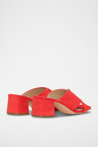 Nubuck Muiltjes met Hak - Koraalrood