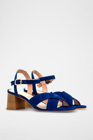 Nubuck Sandalen met Hak - Marineblauw