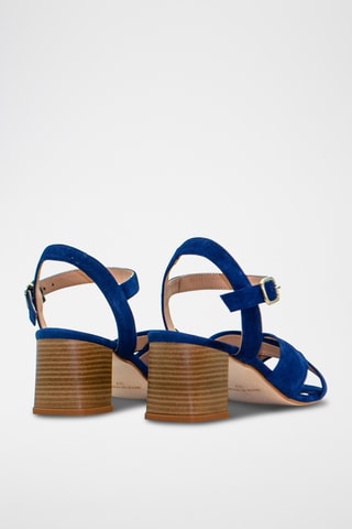 Nubuck Sandalen met Hak - Marineblauw